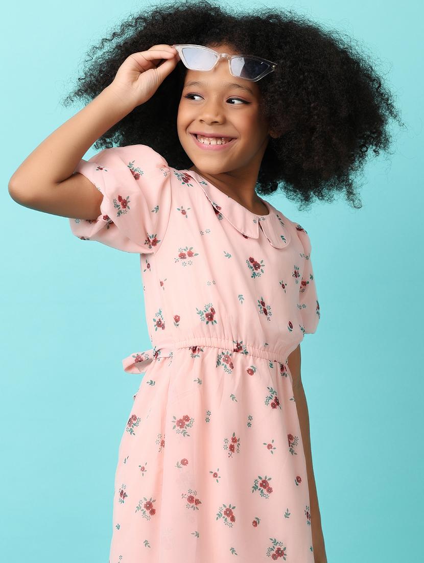 girls peach floral printed frock - 21244231 - Standard Image - 4