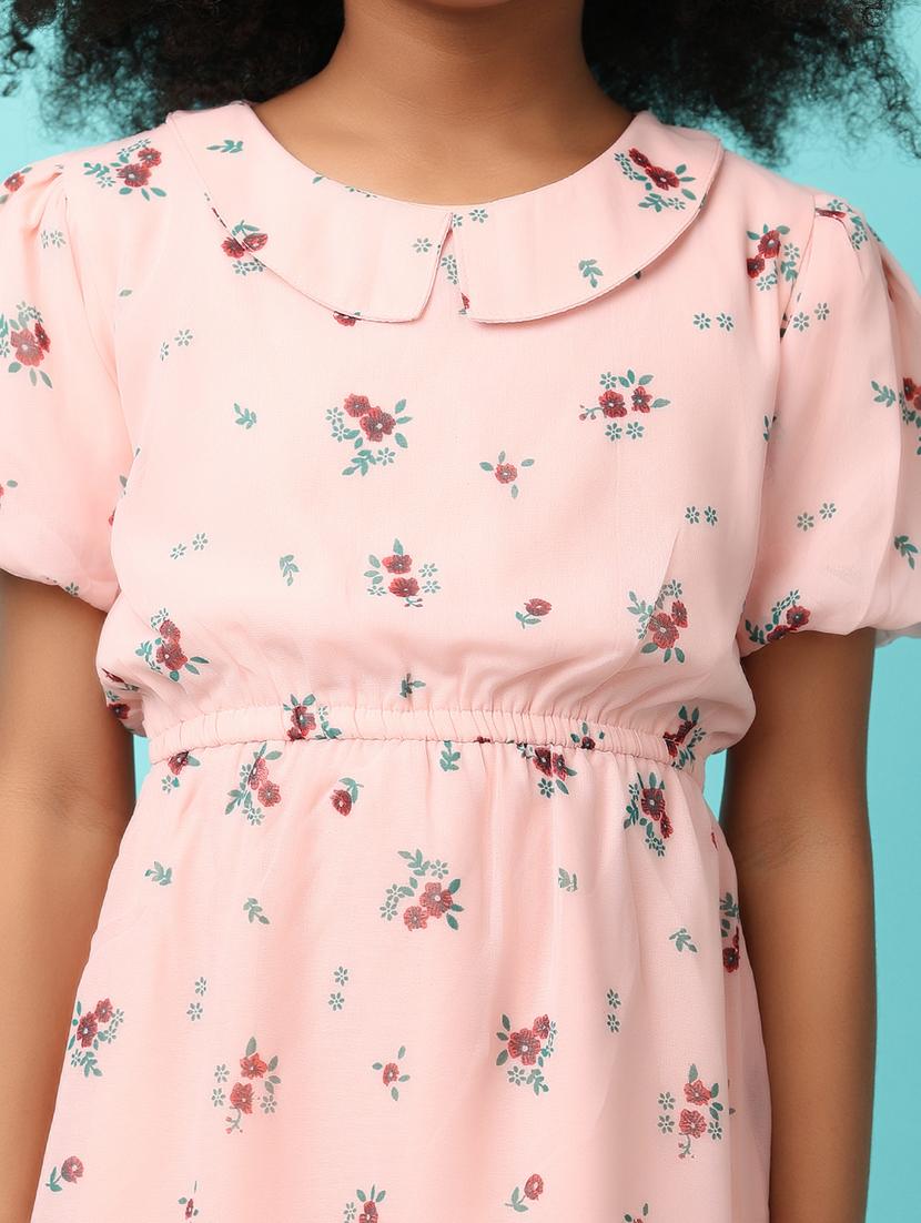 girls peach floral printed frock - 21244231 - Standard Image - 6