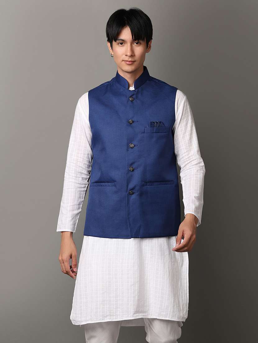 men solid  sleeveless nehru jacket