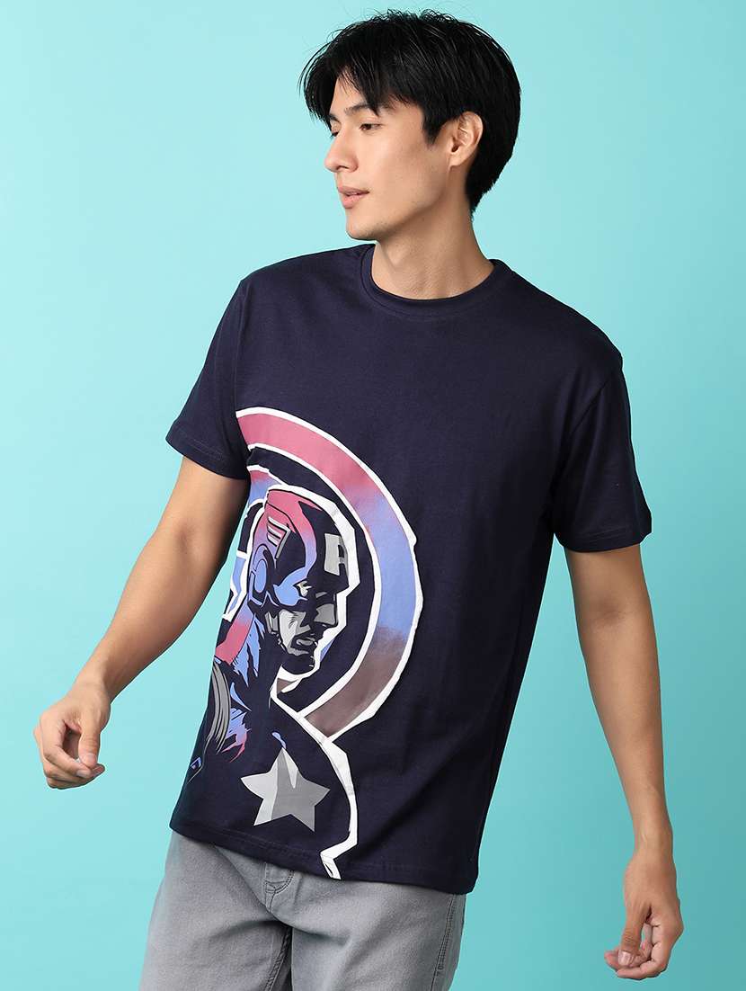 men front print round neck t-shirt - 21244245 -  Standard Image - 1