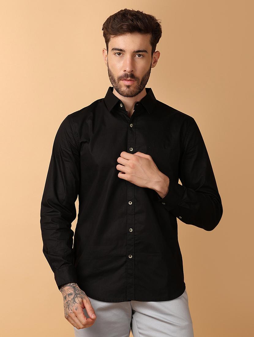 men black regulal fit long sleeves shirt