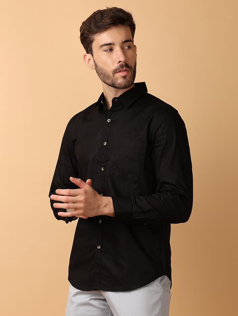 men black regulal fit long sleeves shirt - 21244264 -  Standard Image - 1