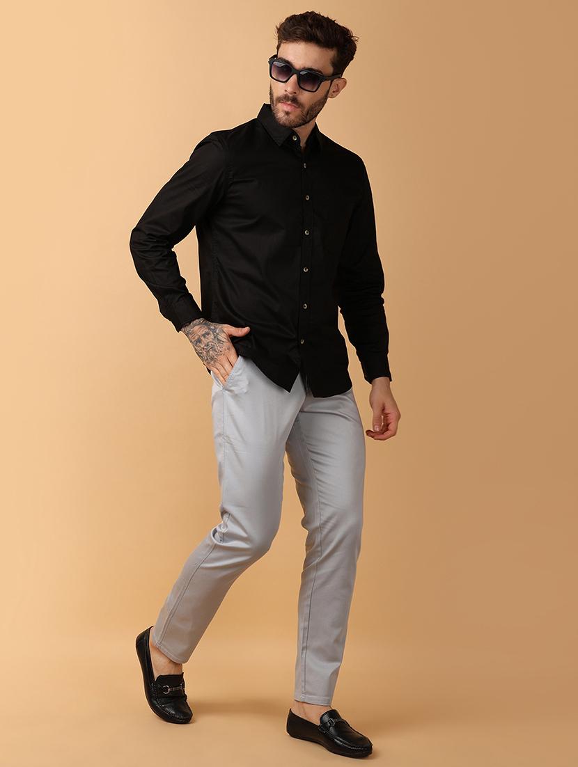 men black regulal fit long sleeves shirt - 21244264 - Standard Image - 4