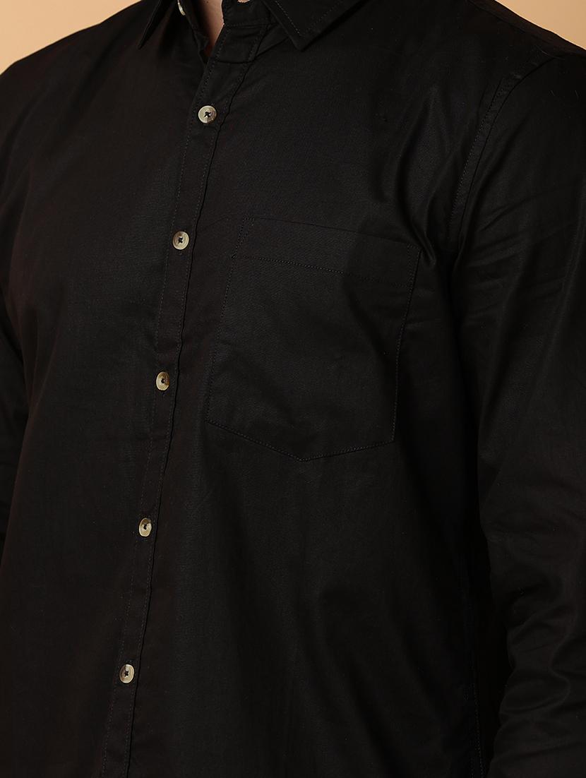 men black regulal fit long sleeves shirt - 21244264 - Standard Image - 6