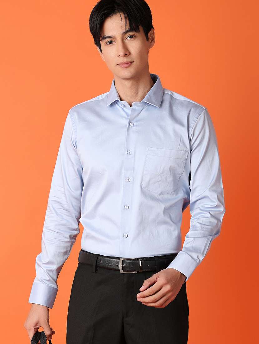 men light blue solids formal shirt - 21244275 -  Standard Image - 1