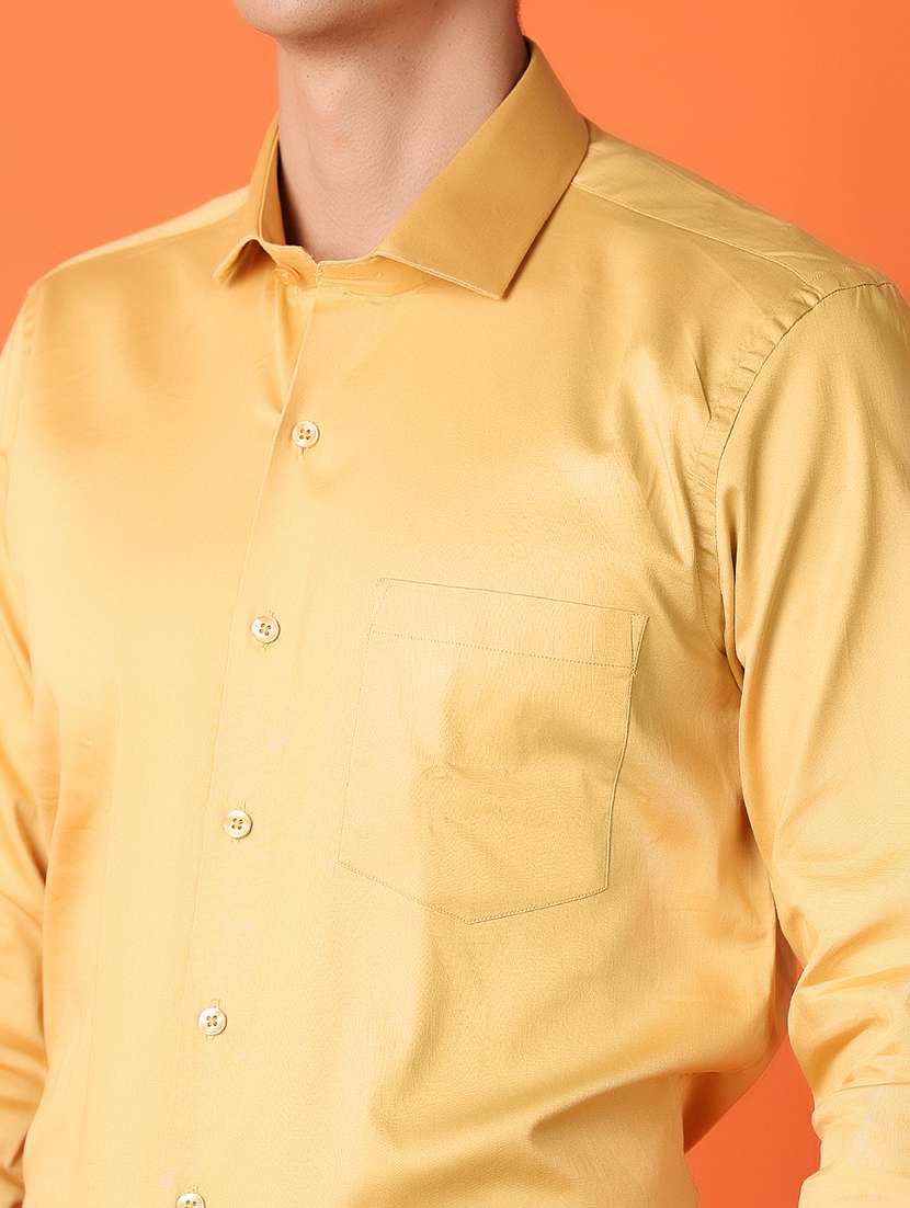 men mustard solids formal shirt - 21244277 -  Standard Image - 4