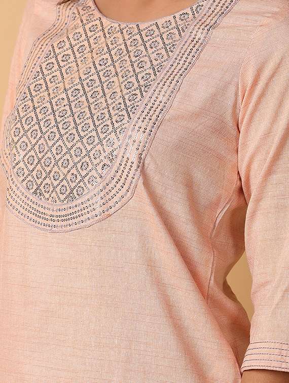 women three quarter sleeve straight kurta - 21244309 -  Standard Image - 6