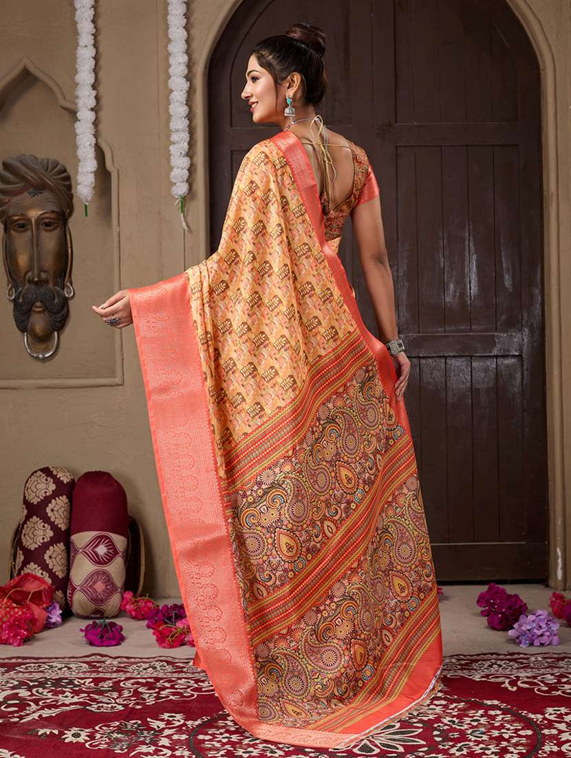 women printed bordered saree with blouse - 21244408 -  Standard Image - 1