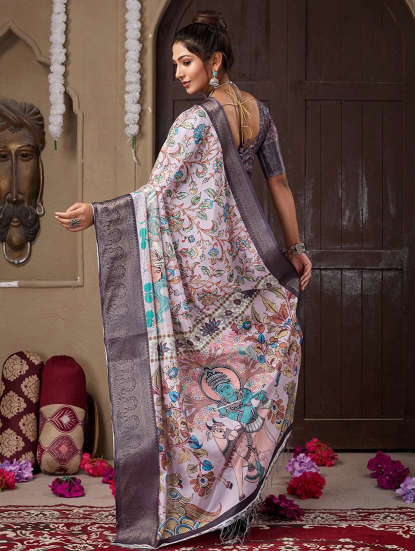 women printed bordered saree with blouse - 21244410 -  Standard Image - 1