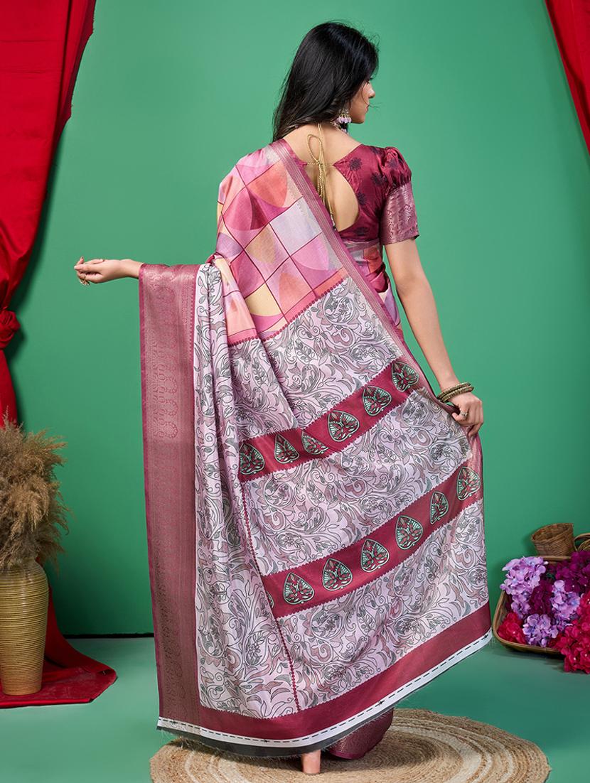 women printed bordered saree with blouse - 21244412 - Standard Image - 1
