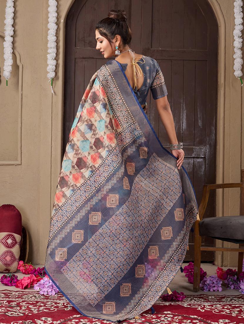 women printed bordered saree with blouse - 21244461 - Standard Image - 1