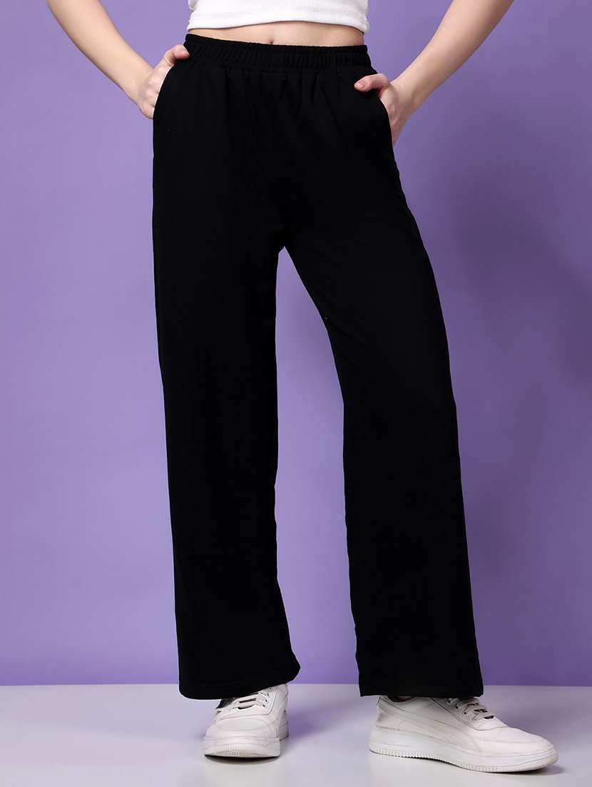 mid rise solid track pant - 21244636 -  Zoom Image - 0