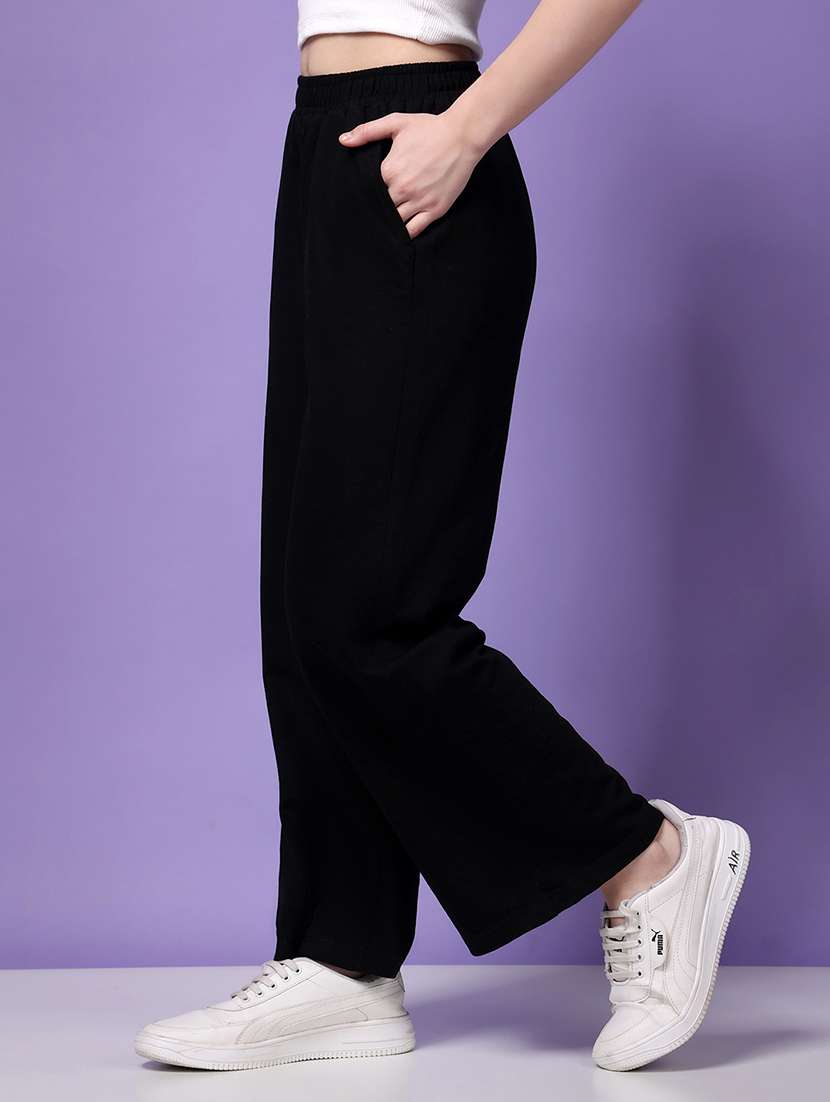 mid rise solid track pant - 21244636 -  Standard Image - 1