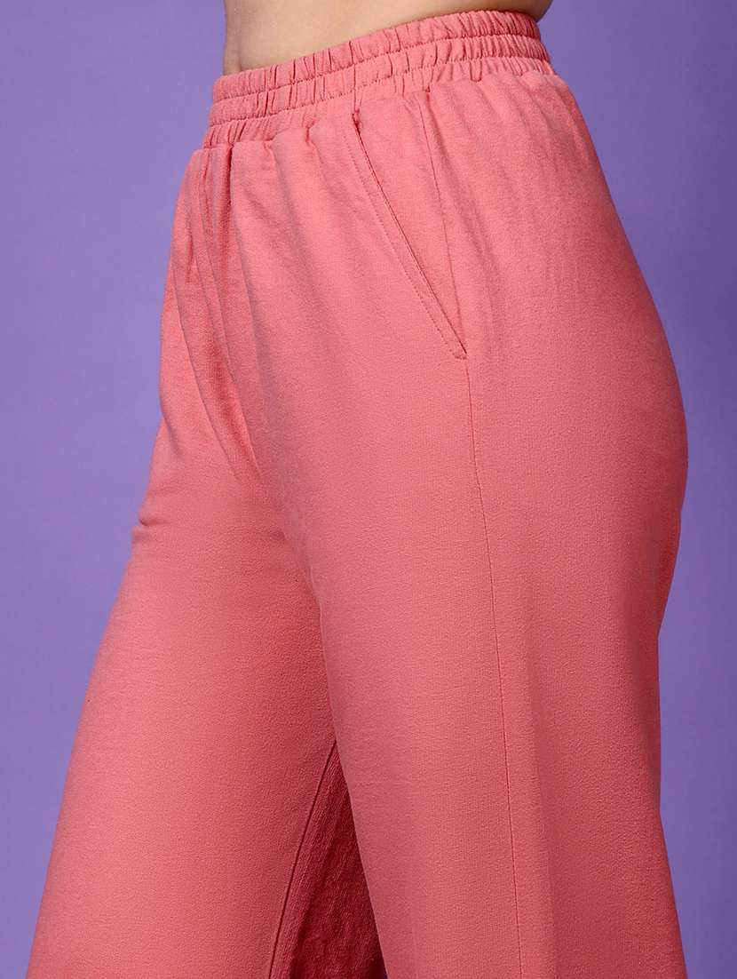 mid rise solid track pant - 21244637 -  Standard Image - 4