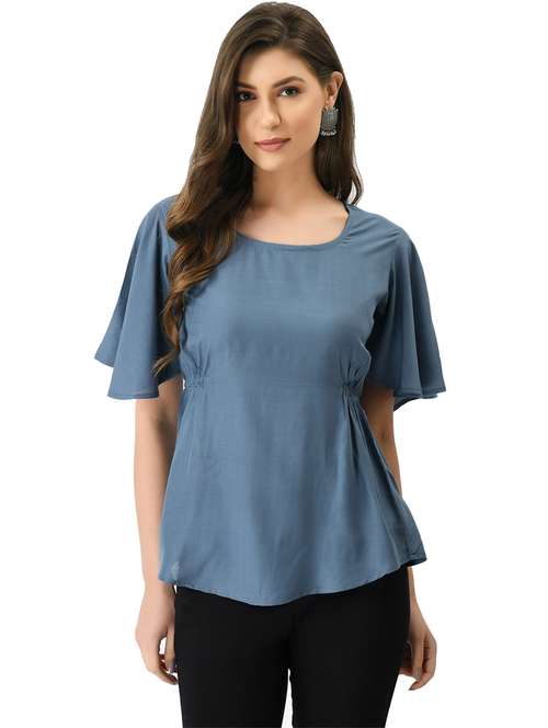 blue solid regular top - 21244684 - Standard Image - 0