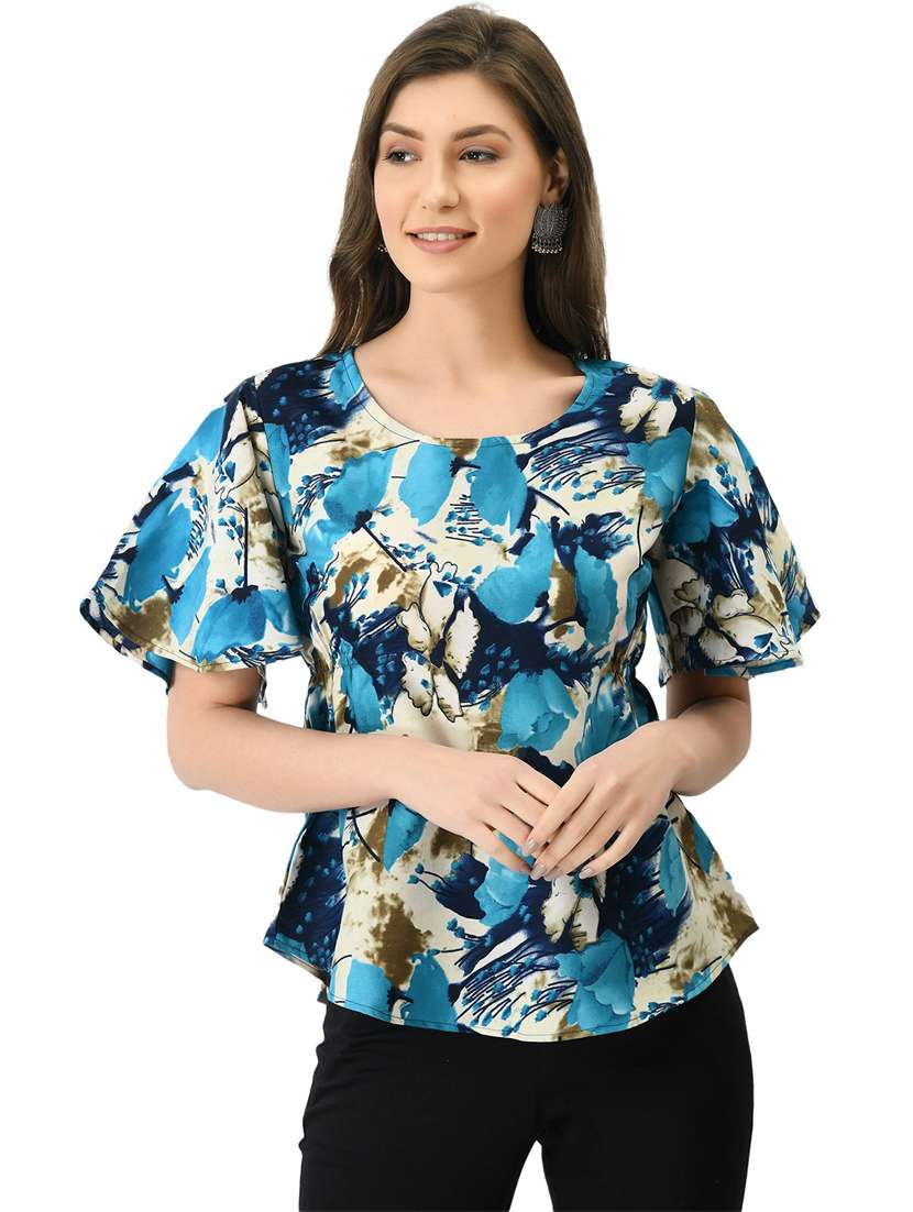 blue crepe regular top