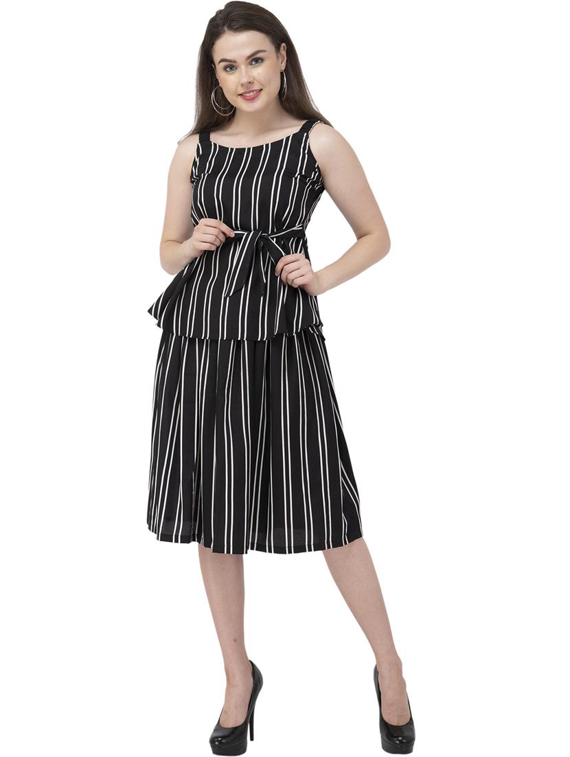 black striped a-line dress - 21244688 - Zoom Image - 0