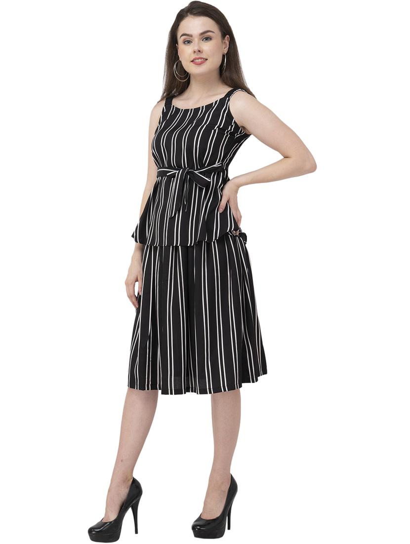 black striped a-line dress - 21244688 - Standard Image - 1