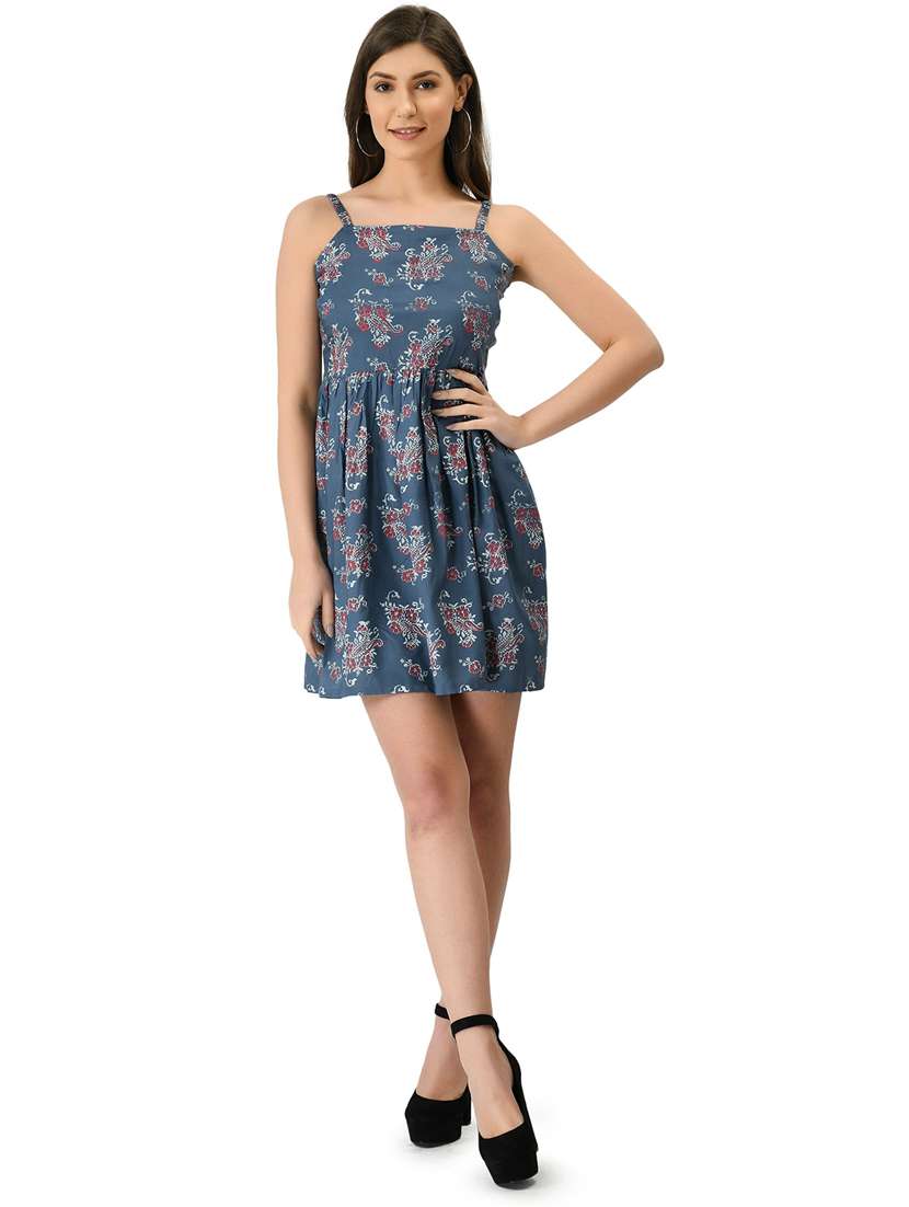 grey printed a-line dress