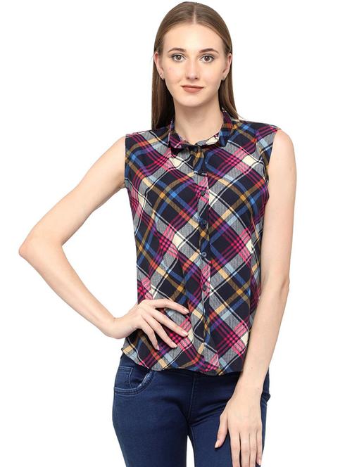 blue checkered regular shirt - 21244709 - Standard Image - 0