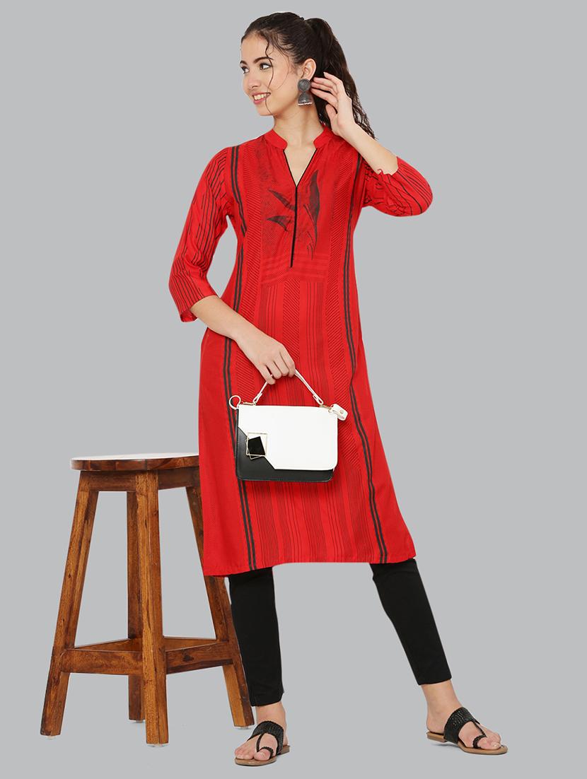 women three quarter sleeve printed kurta - 21244716 - Standard Image - 4
