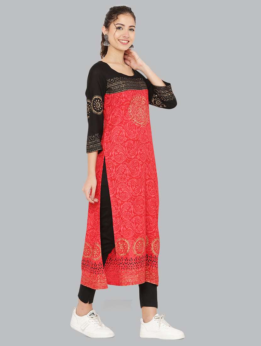 women three quarter sleeve printed kurta - 21244718 - Zoom Image - 0