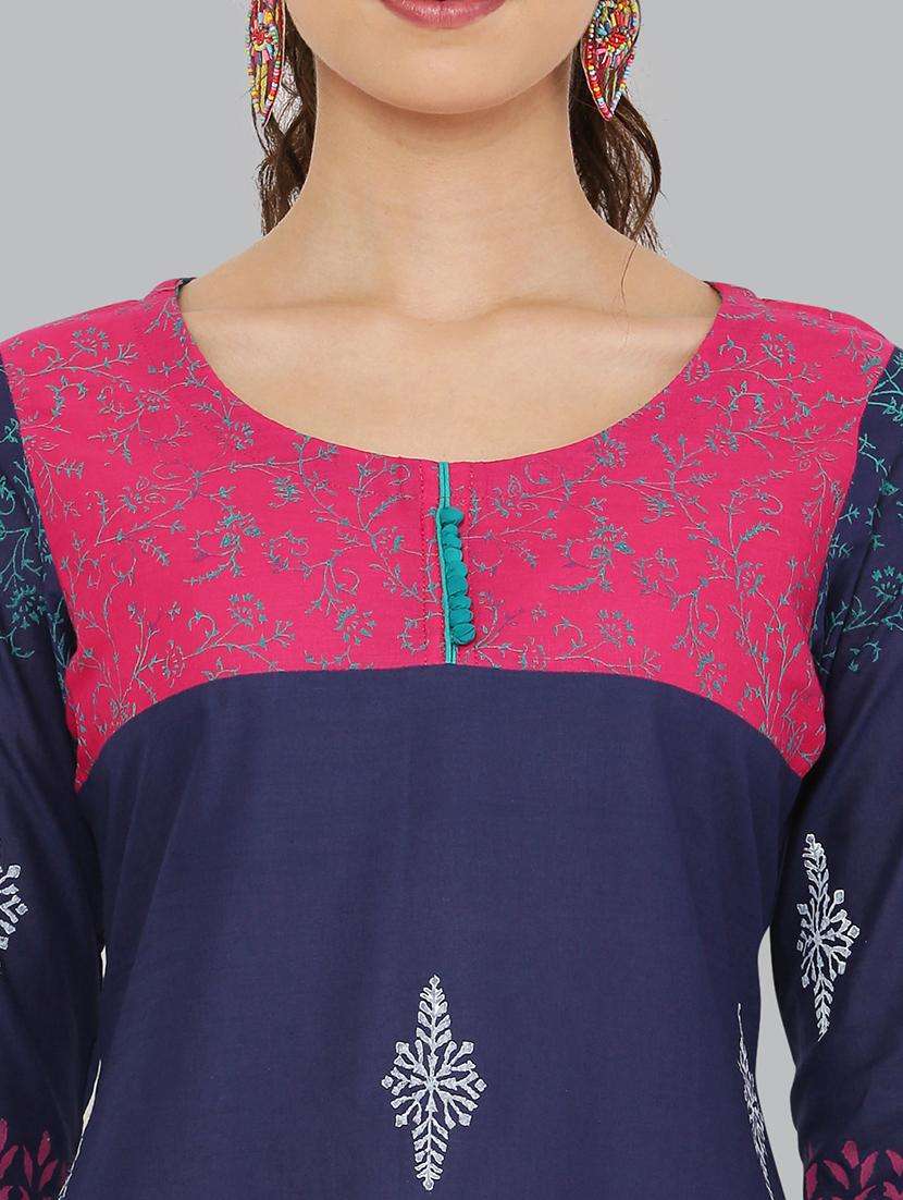 women three quarter sleeve printed kurta - 21244721 -  Standard Image - 1