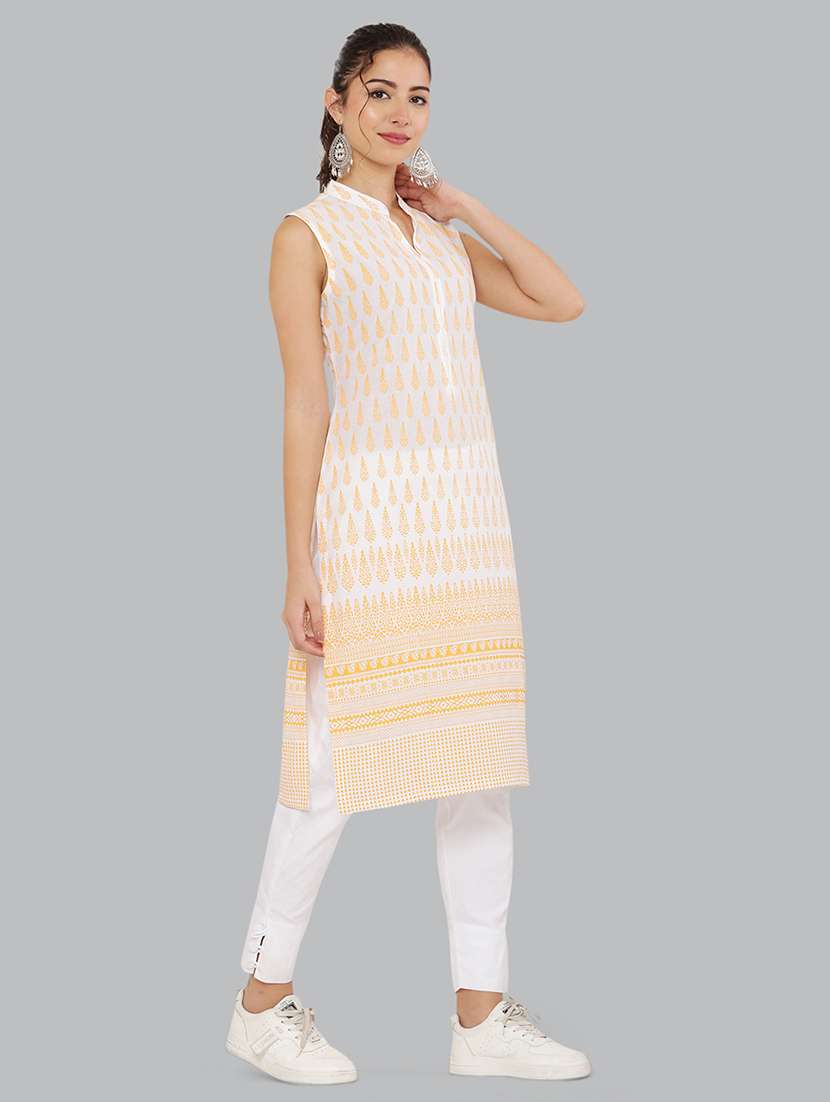 women sleeveless printed kurta