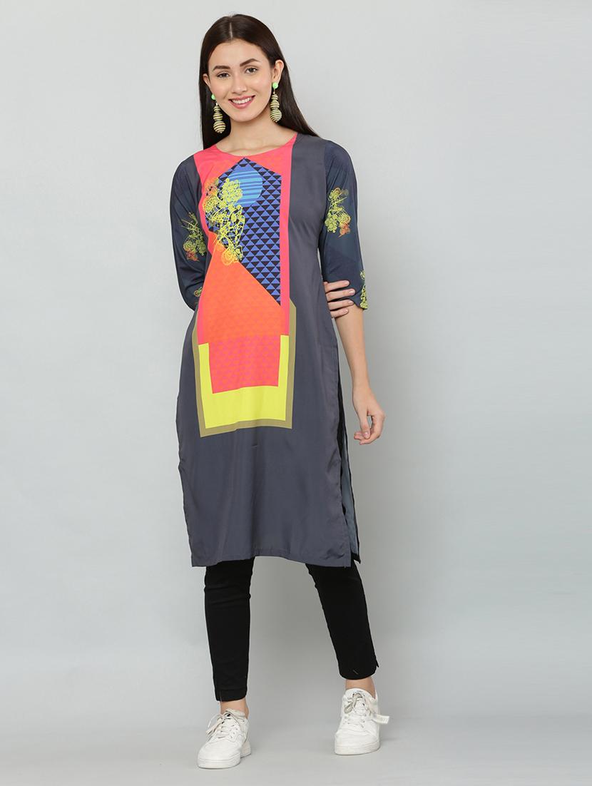 women three quarter sleeve printed kurta - 21244730 -  Zoom Image - 0