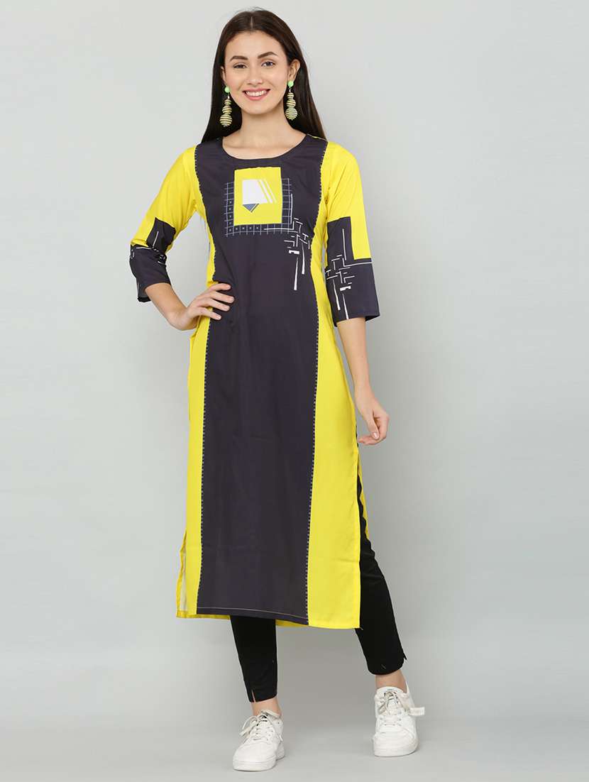 women three quarter sleeve straight kurta