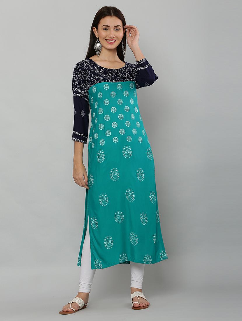 women three quarter sleeve printed kurta - 21244732 - Standard Image - 1