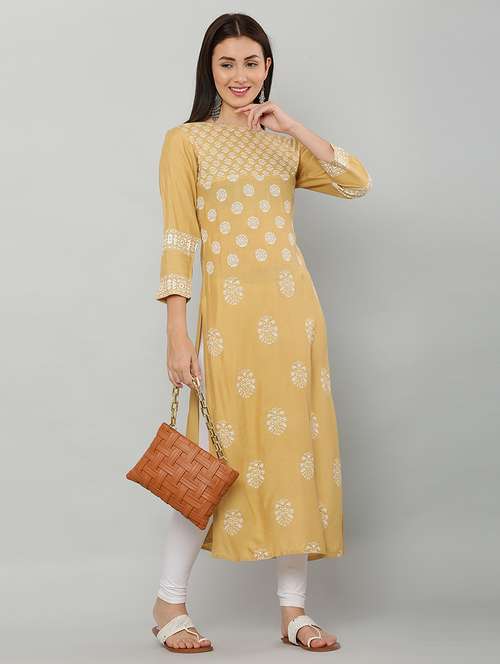 women three quarter sleeve printed kurta - 21244736 -  Standard Image - 0