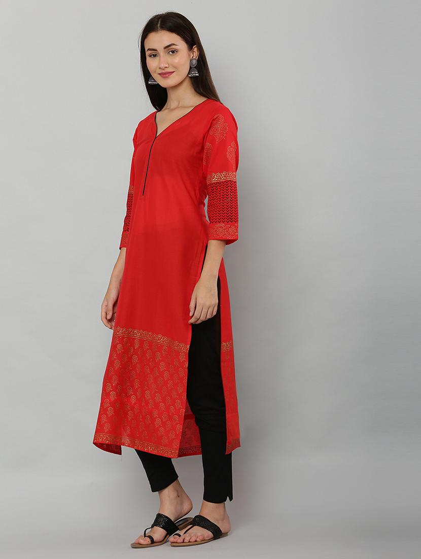 women three quarter sleeve printed kurta - 21244741 - Standard Image - 1