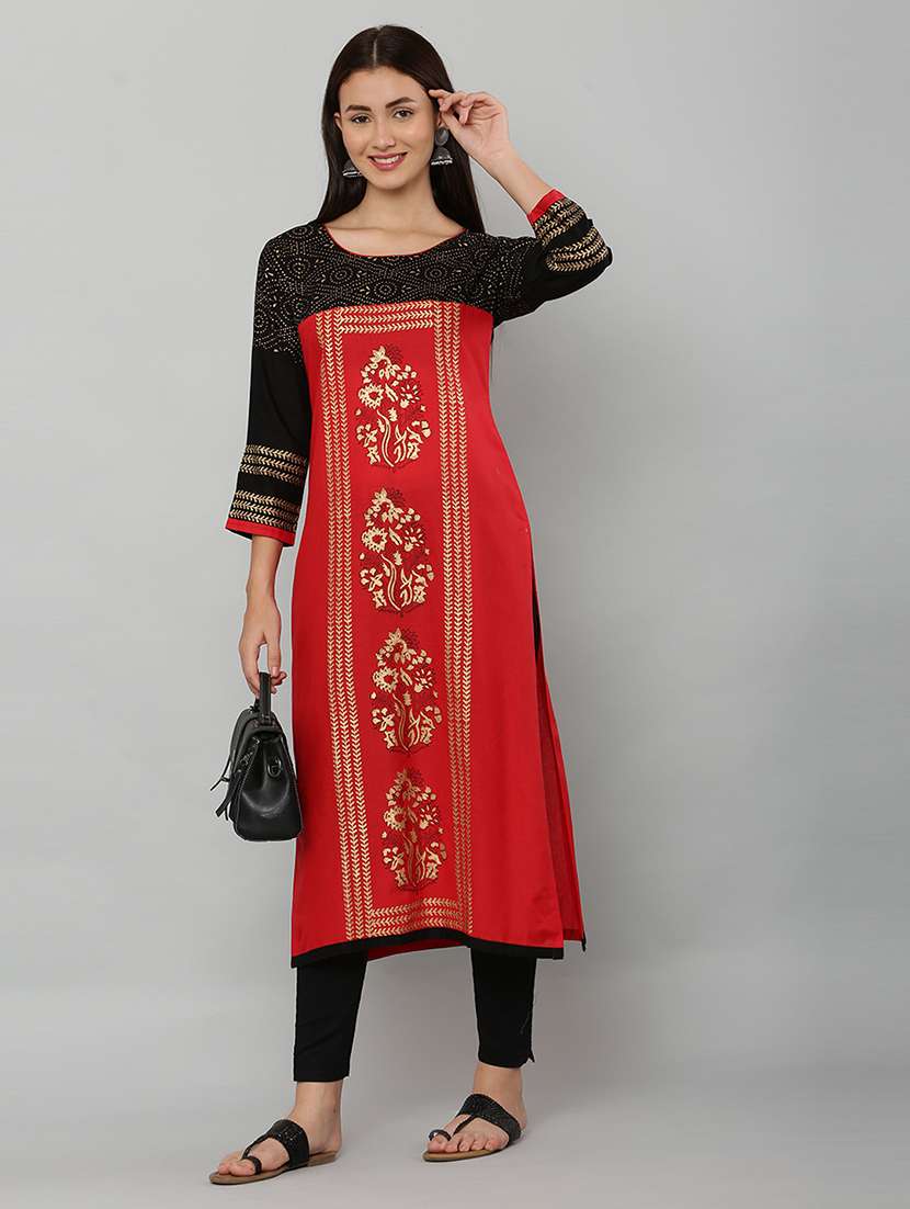 women three quarter sleeve printed kurta - 21244742 - Zoom Image - 0
