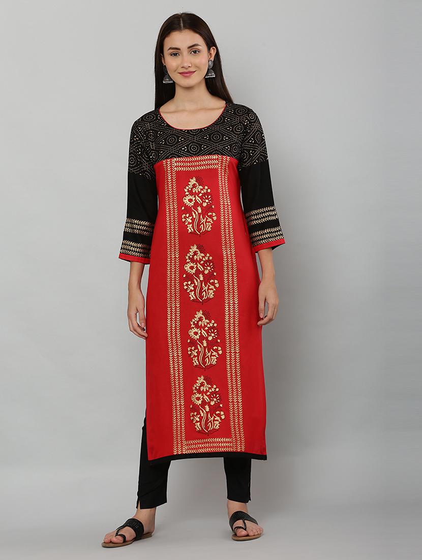 women three quarter sleeve printed kurta - 21244742 - Standard Image - 1