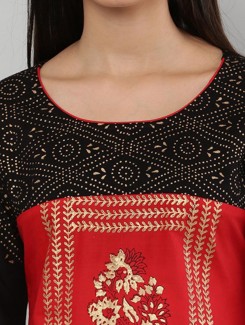 women three quarter sleeve printed kurta - 21244742 - Standard Image - 4