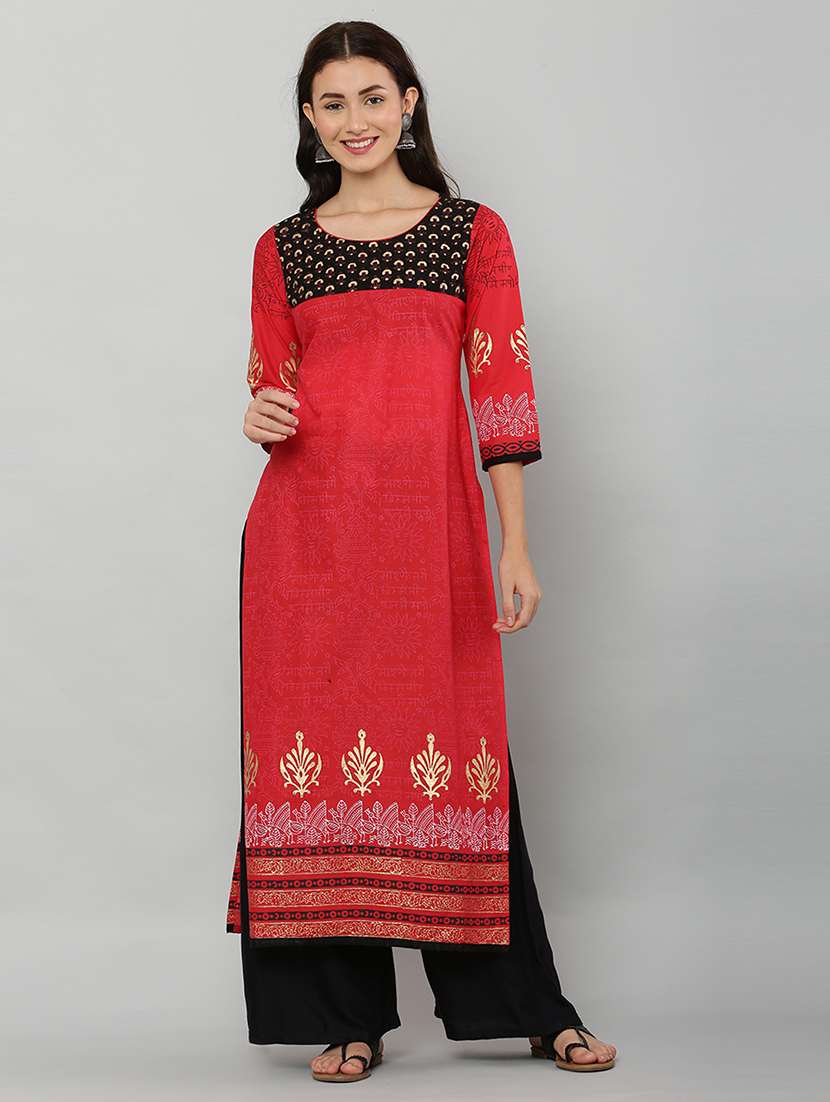 women three quarter sleeve printed kurta - 21244744 - Zoom Image - 0