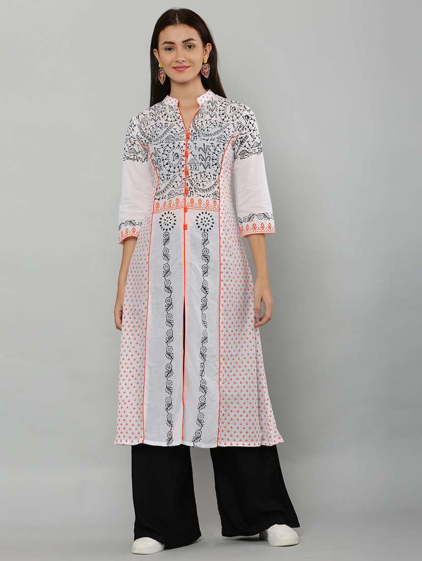 women three quarter sleeve printed kurta