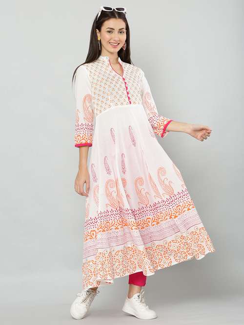 women three quarter sleeve printed kurta - 21244751 - Standard Image - 0