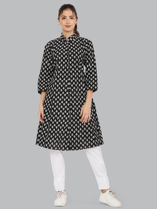 women three quarter sleeve printed kurta - 21244758 - Standard Image - 0