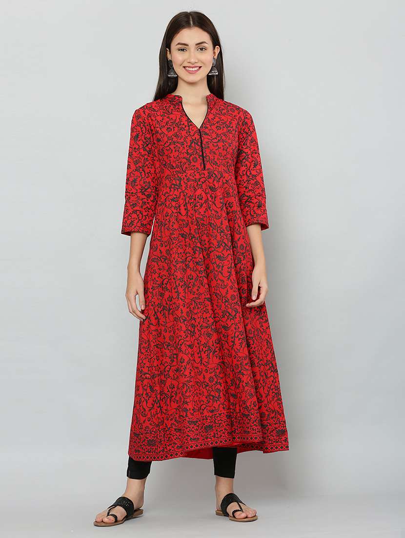 women three quarter sleeve printed kurta - 21244768 -  Zoom Image - 0