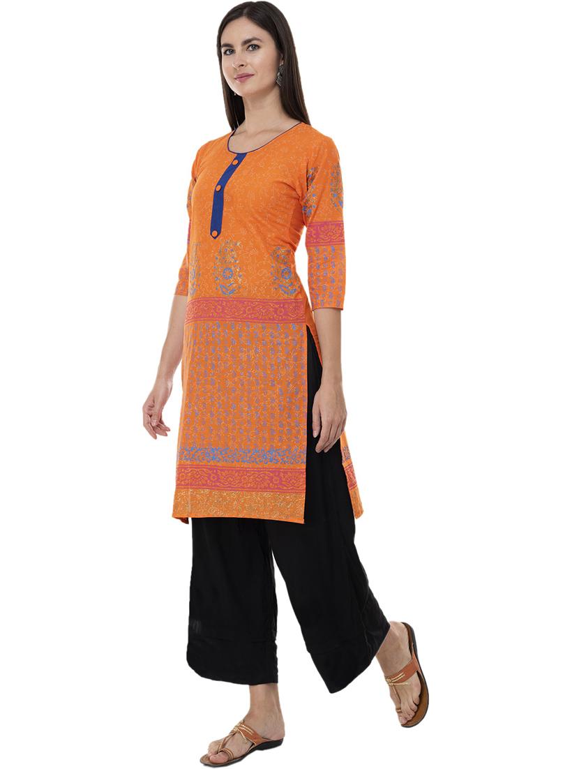 women three quarter sleeve printed kurta - 21244778 -  Standard Image - 1