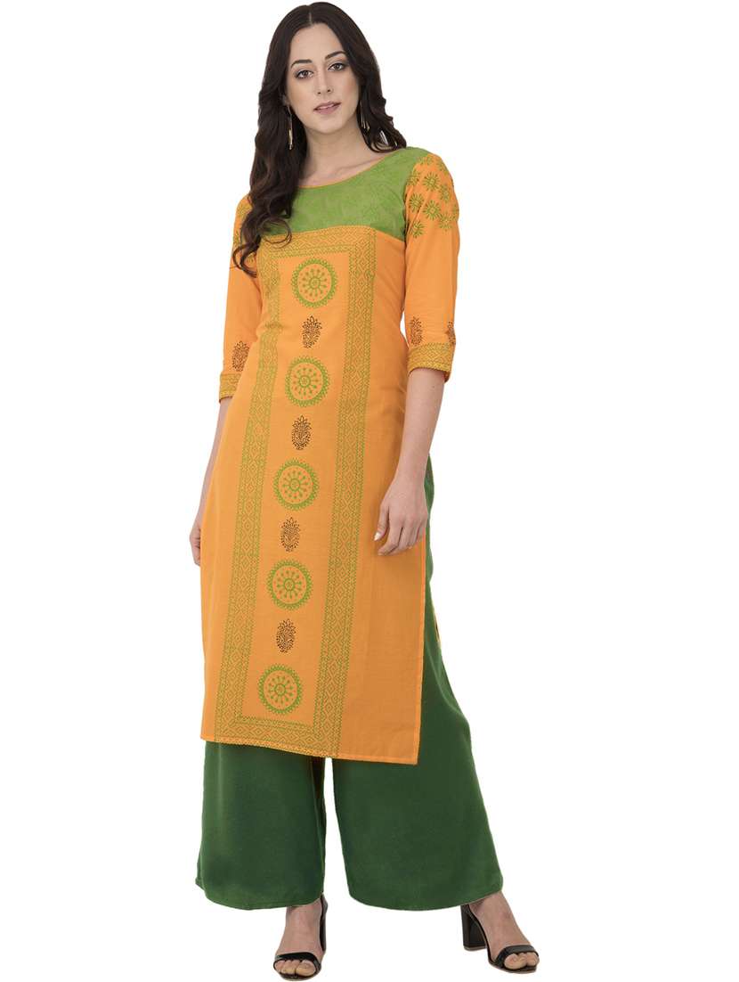women three quarter sleeve printed kurta