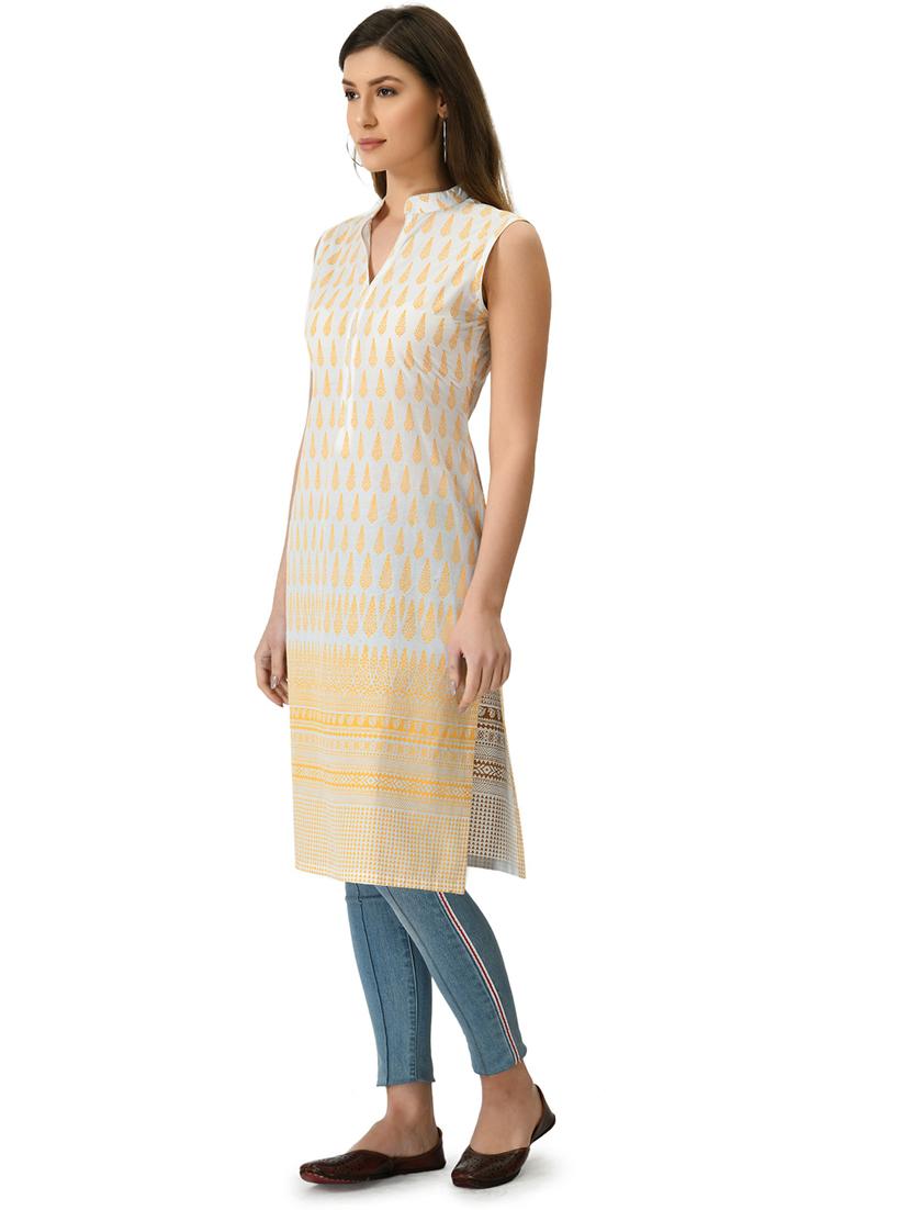 women sleeveless printed kurta - 21244785 -  Standard Image - 1