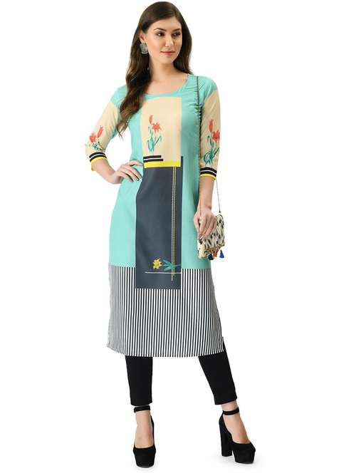 women three quarter sleeve printed kurta - 21244786 - Standard Image - 0
