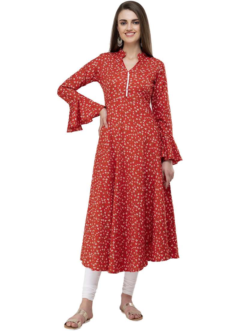 women bell sleeve printed kurta