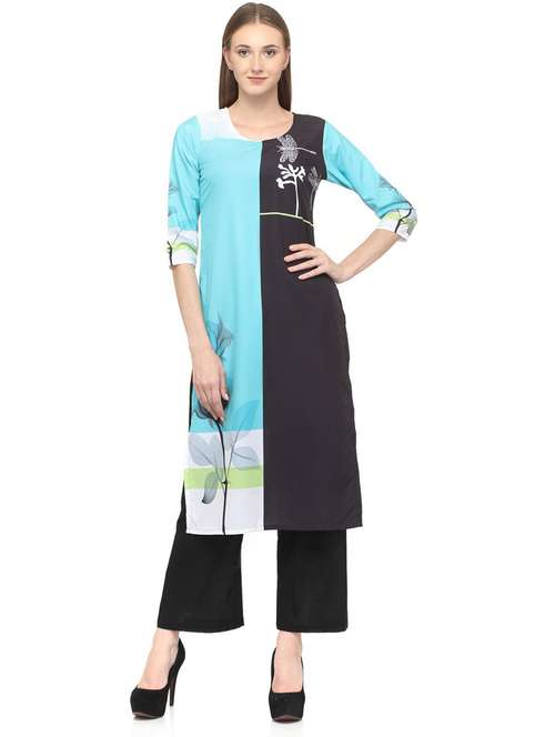 women three quarter sleeve printed kurta - 21244795 - Standard Image - 0
