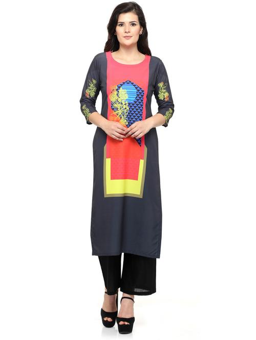 women three quarter sleeve printed kurta - 21244800 - Standard Image - 0
