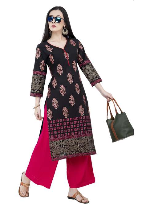 women three quarter sleeve printed kurta - 21244811 -  Standard Image - 0
