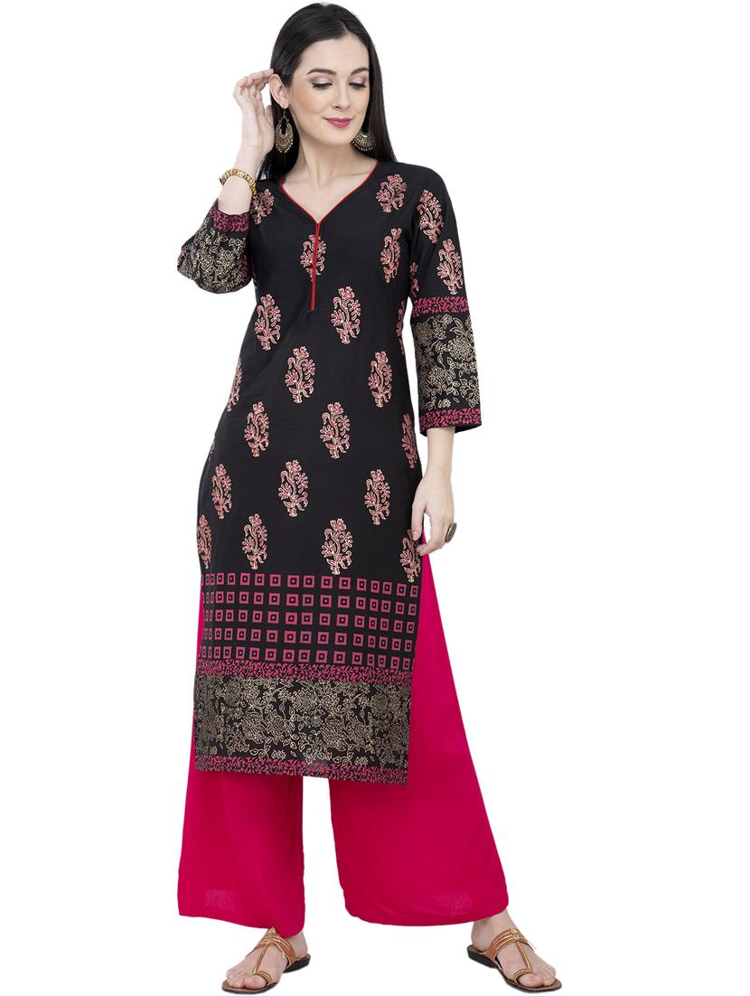 women three quarter sleeve printed kurta - 21244811 -  Standard Image - 1